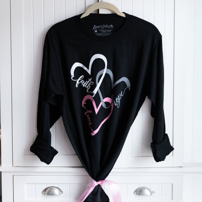 'Faith Hope & Love' Three Hearts Women's Tee