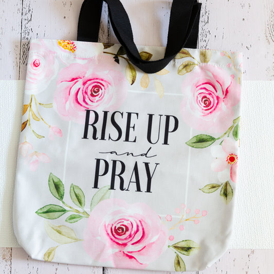 'Rise Up and Pray' Gray, 16" Durable, Versatile Tote Bag,