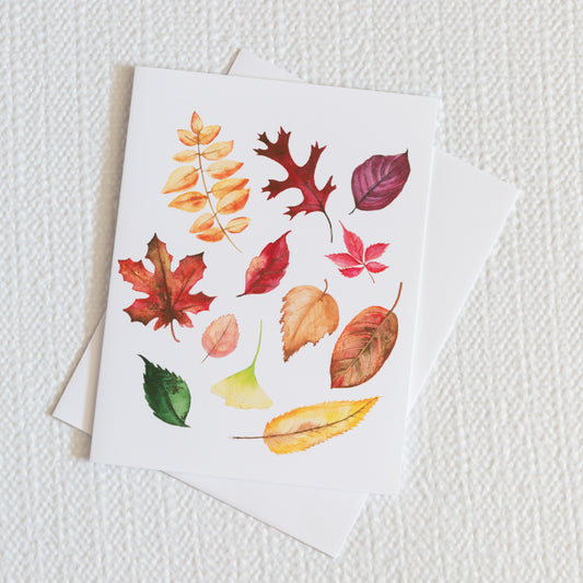 Autumn Leaves Watercolor, Fall Season Blank Greeting Card