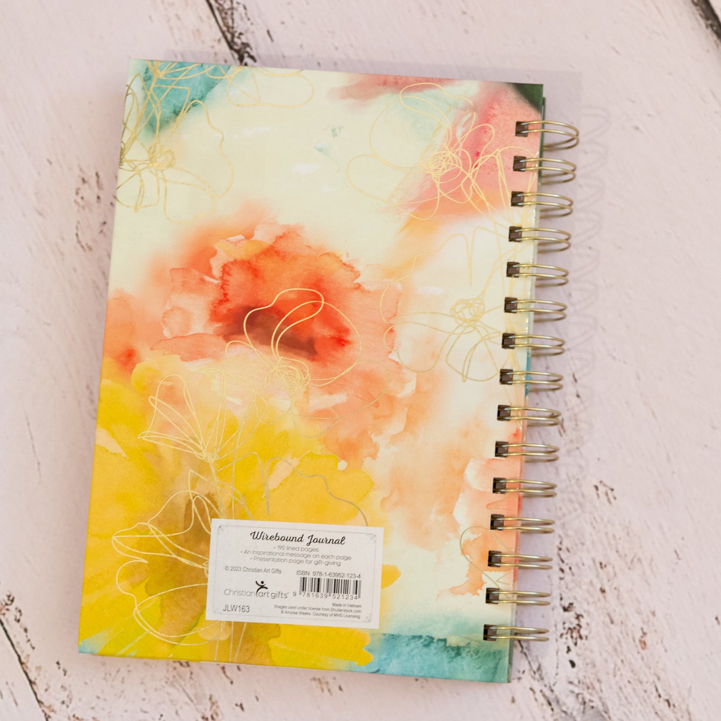 Journal, Wire Bound,Water Color,  Floral, 'Great is Thy Faithfulness'