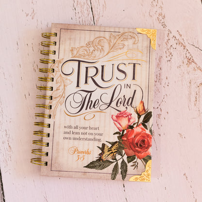 Journal, Wire Bound, 'Trust in the Lord..' Hard Cover, Gold Corners
