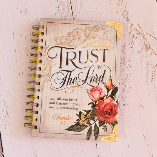 Journal, Wire Bound, 'Trust in the Lord..' Hard Cover, Gold Corners
