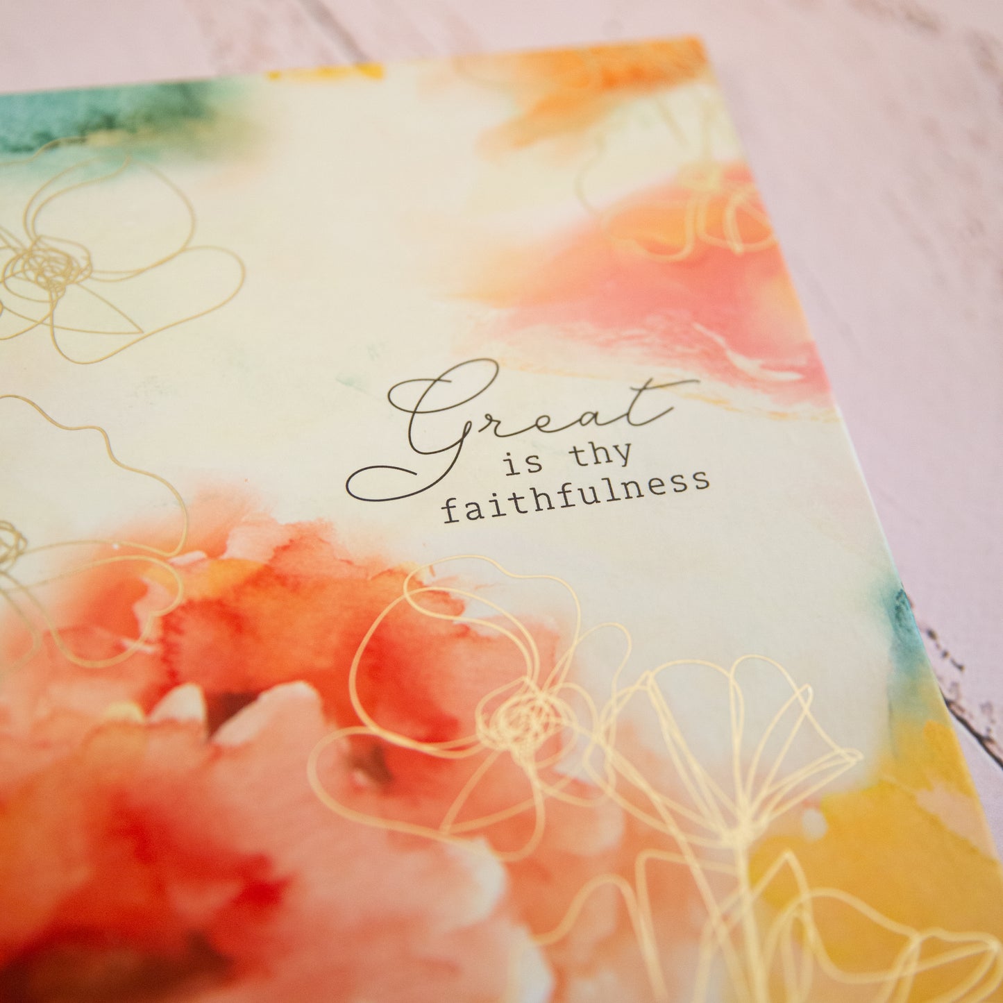 Journal, Wire Bound,Water Color,  Floral, 'Great is Thy Faithfulness'