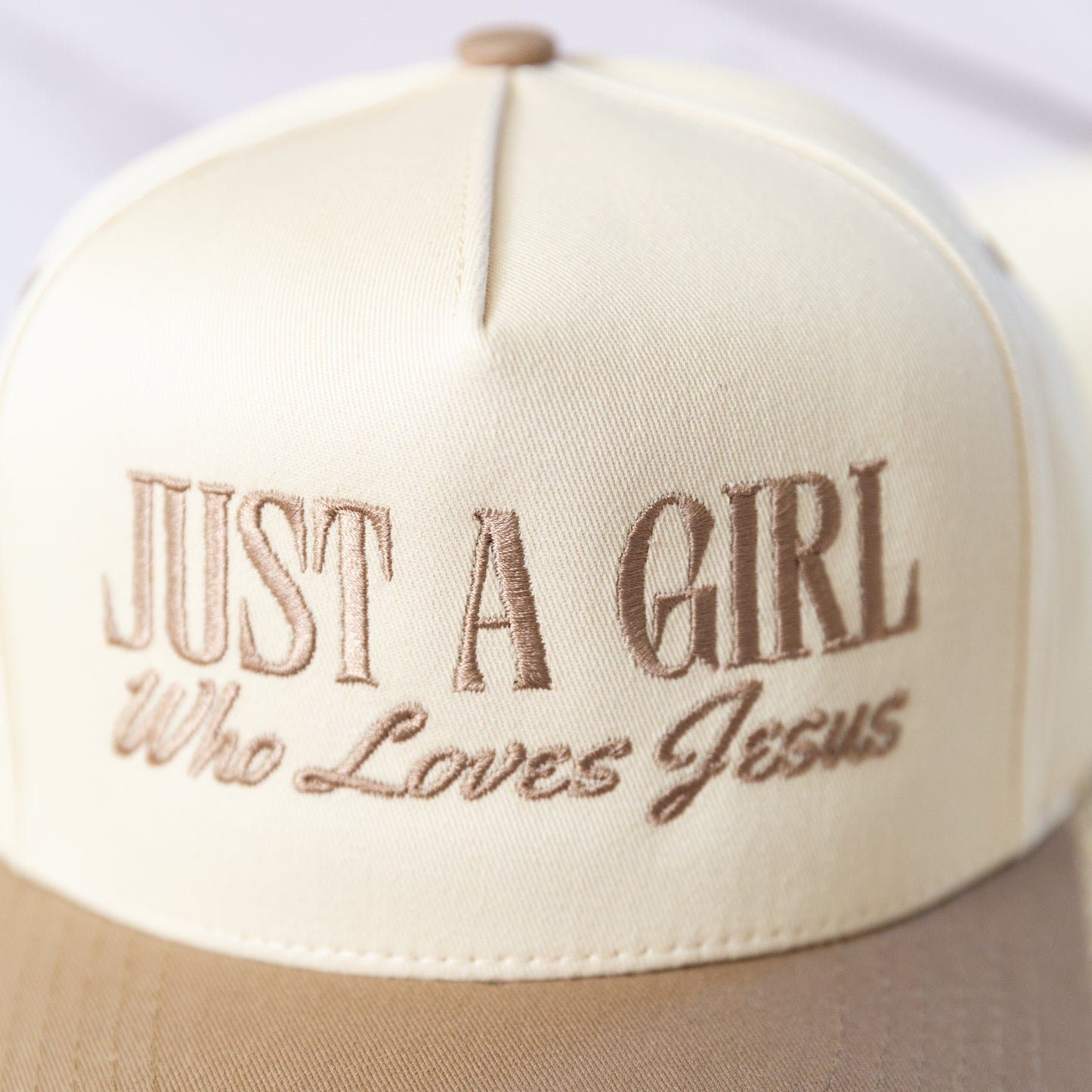 NEW!!   'Just a Girl Who Loves Jesus'  Embroidery Adjustable Trucker Hat