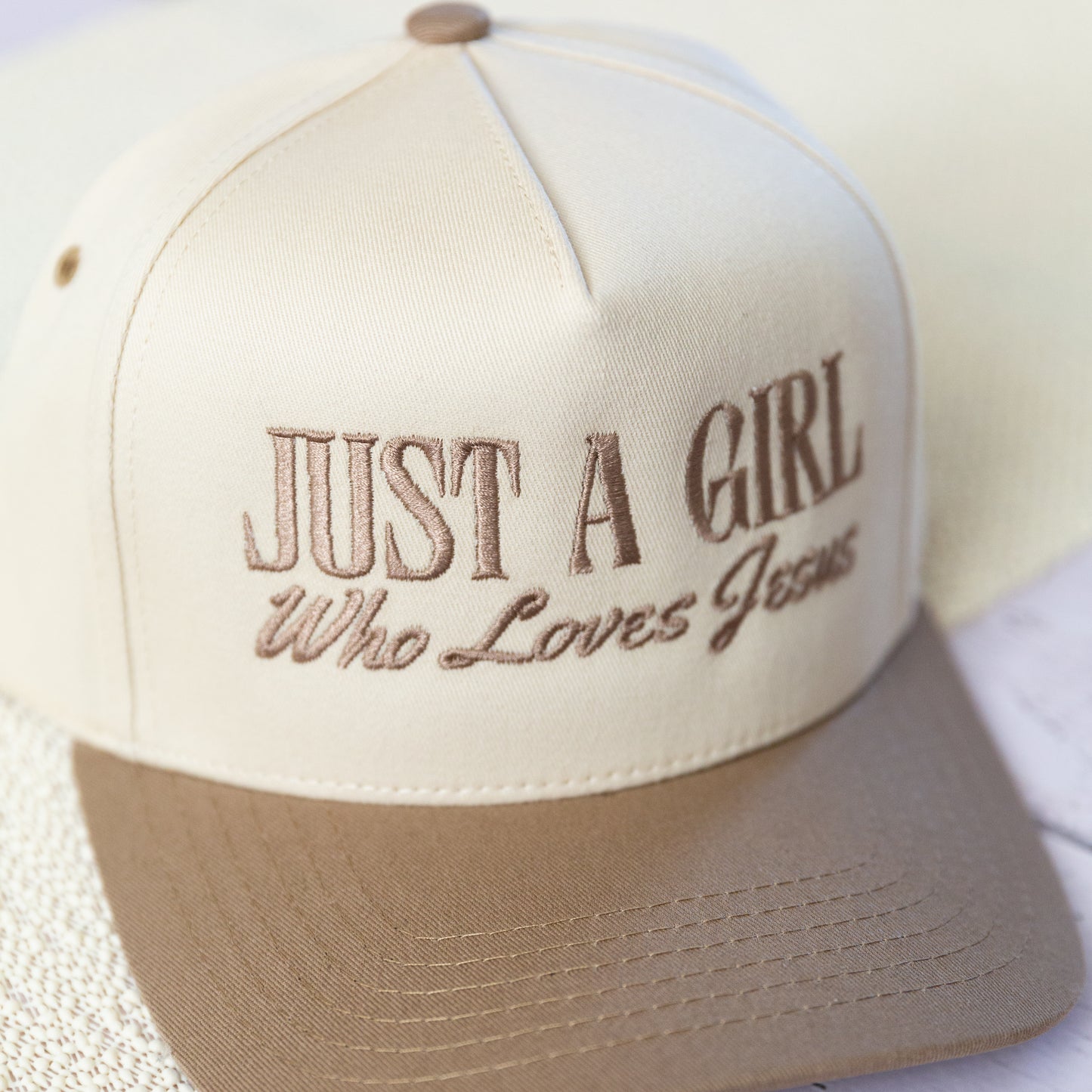 NEW!!   'Just a Girl Who Loves Jesus'  Embroidery Adjustable Trucker Hat
