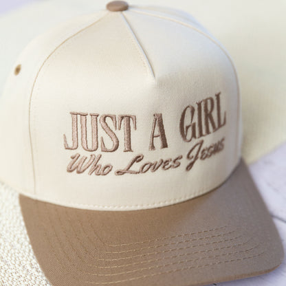 NEW!!   'Just a Girl Who Loves Jesus'  Embroidery Adjustable Trucker Hat