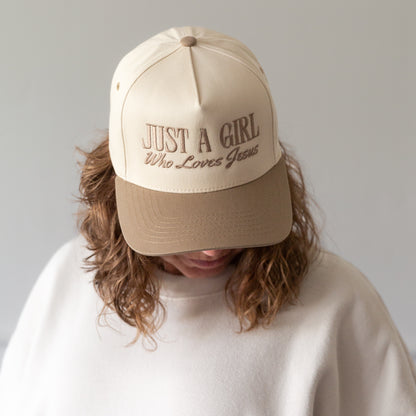NEW!!   'Just a Girl Who Loves Jesus'  Embroidery Adjustable Trucker Hat