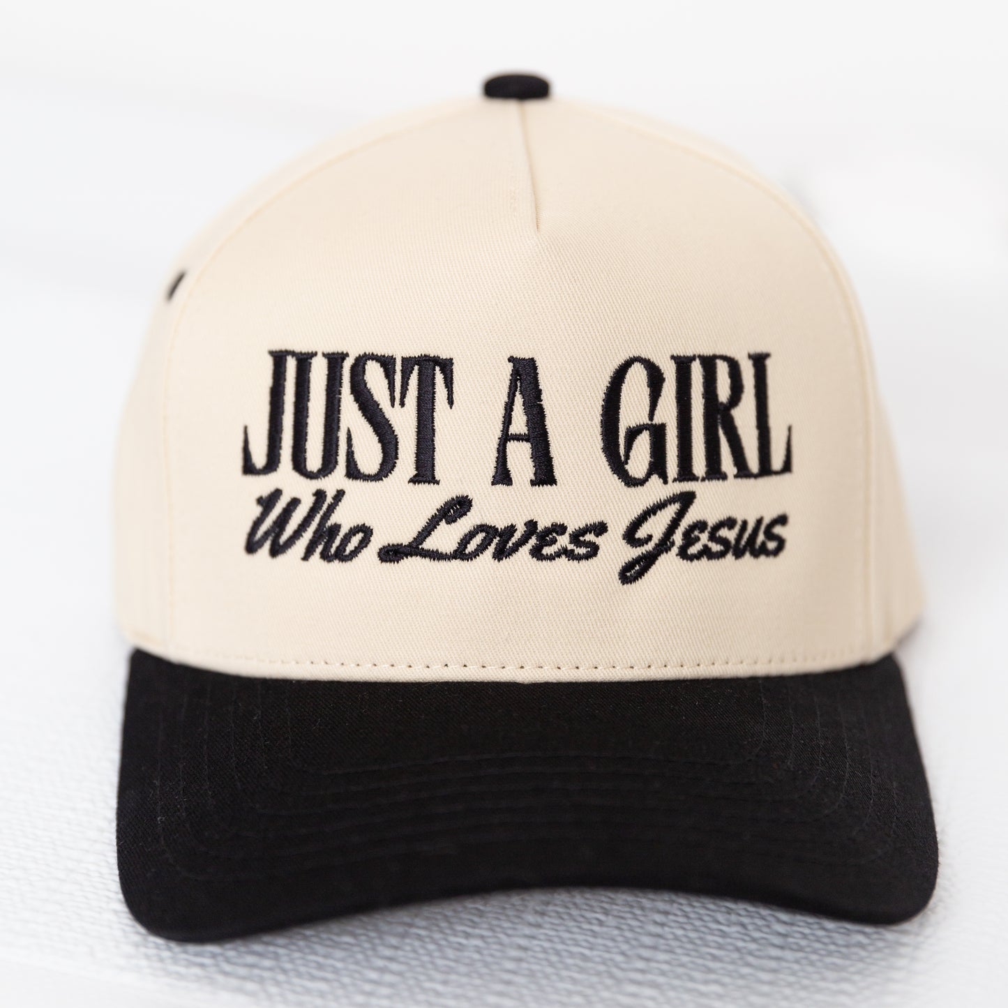 NEW!!   'Just a Girl Who Loves Jesus'  Embroidery Adjustable Trucker Hat