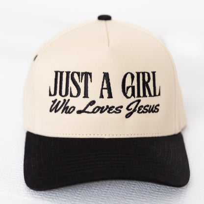 NEW!!   'Just a Girl Who Loves Jesus'  Embroidery Adjustable Trucker Hat