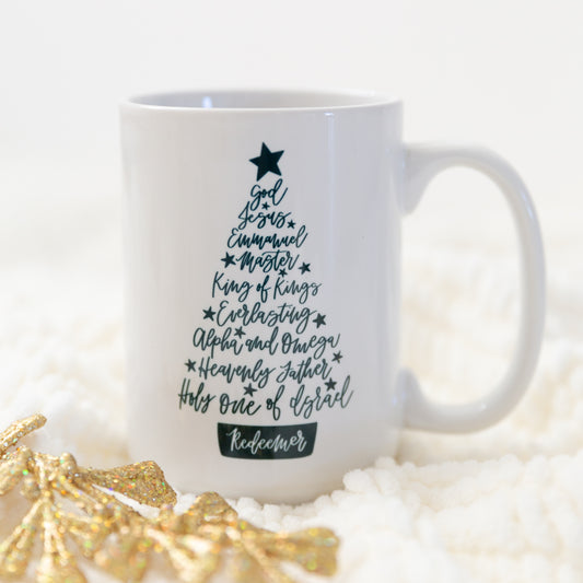 Names of Christ Christmas Tree 15 oz Mug