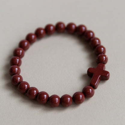 Stone Cross Inspirational Beaded Bracelet-Unisex