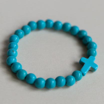 Stone Cross Inspirational Beaded Bracelet-Unisex