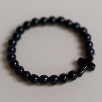Stone Cross Inspirational Beaded Bracelet-Unisex