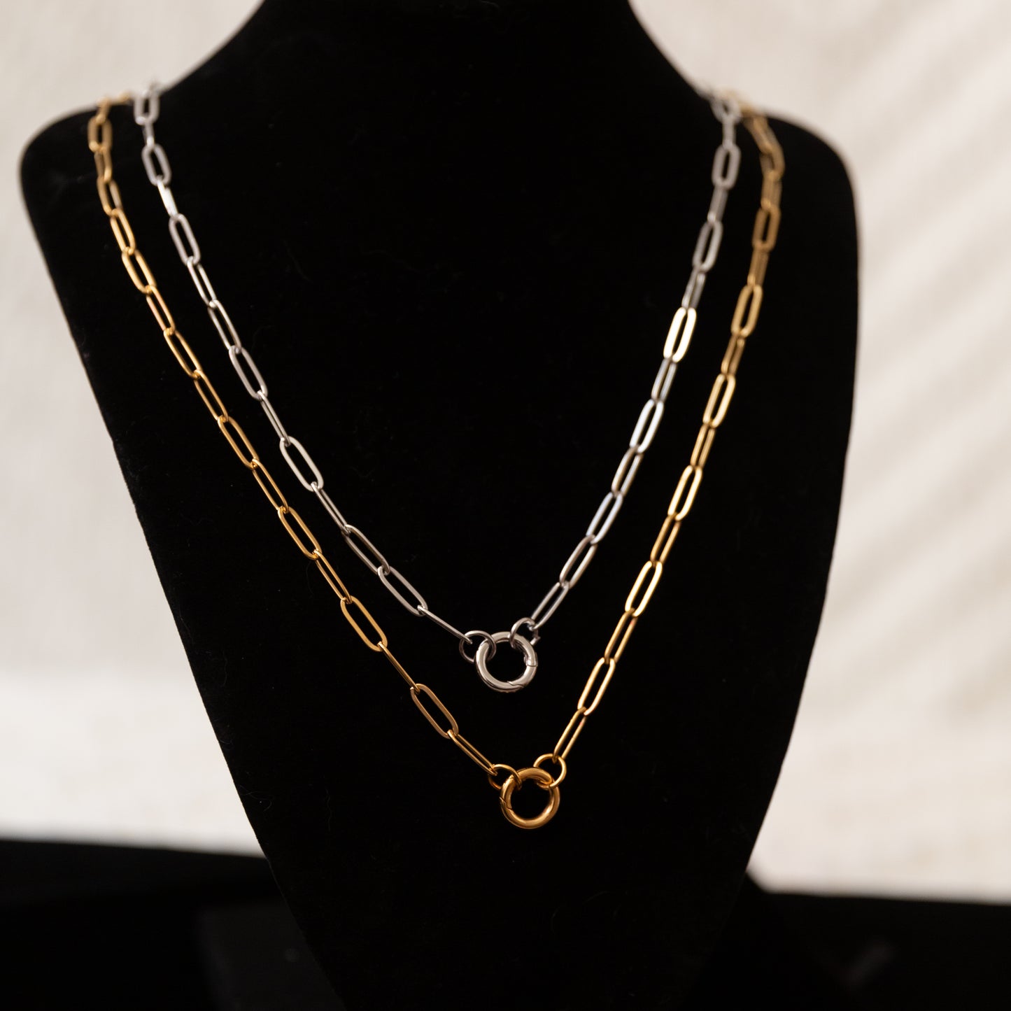 Stainless Steel Paper Clip Carabiner 20" +2" GOLD & SILVER