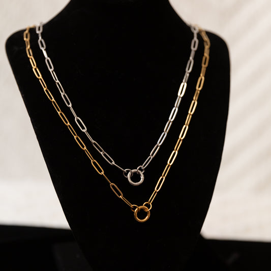 Stainless Steel Paper Clip Carabiner 20" +2" GOLD & SILVER