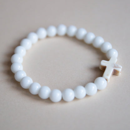 Stone Cross Inspirational Beaded Bracelet-Unisex
