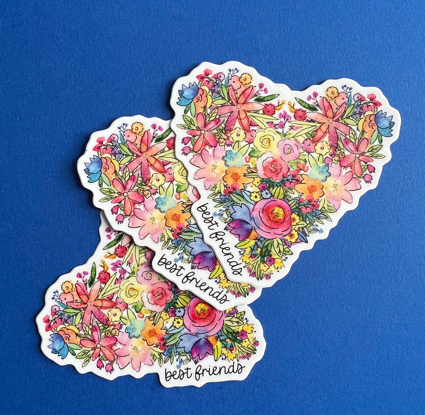 Best Friends Floral Heart Sticker 3"