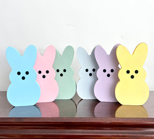 Bunny "Peeps" Painted Solid Wood - 6" Spring Decor