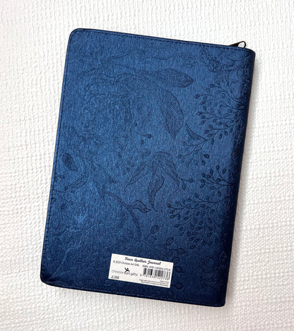 Classic Peacock Faux Leather Soft Cover Journal 'Blessed' Jeremiah 17:7 - Zip Up