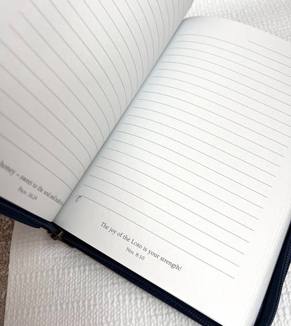 Classic Peacock Faux Leather Soft Cover Journal 'Blessed' Jeremiah 17:7 - Zip Up