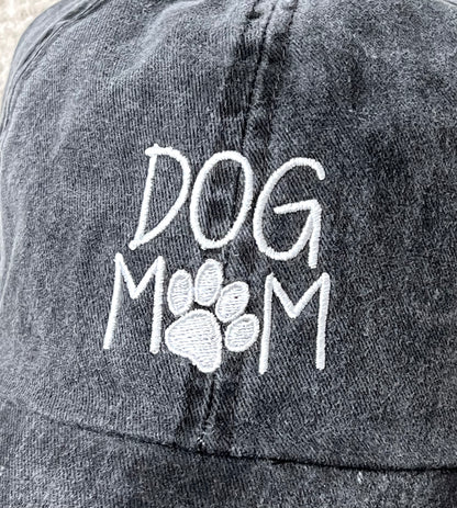 'Dog Mom' Embroidered Design Soft Cotton Adjustable Size Baseball Cap -