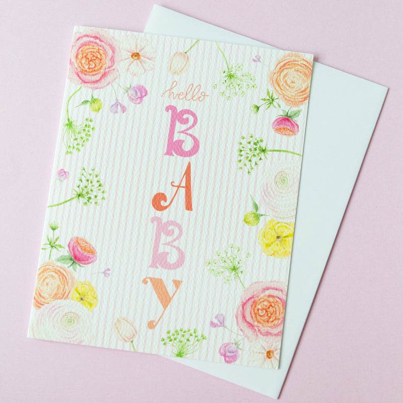 Baby Shower Welcome Baby Greeting Cards —  Choose Your Design I Blank Inside