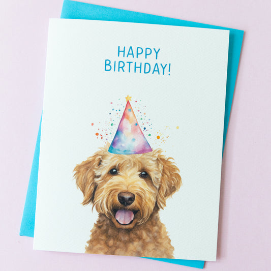 Dog Theme, Golden Doodle,Dog Lover, Birthday Greeting Card