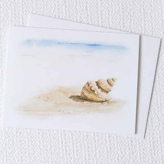 Seashell on Sand, Summer Beach Theme, Any Occasion, Greeting Card