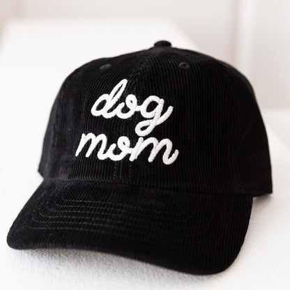 'Dog Mom' Embroidered Designs, Soft Denim Cotton, Soft Corduroy, Adjustable Size, Baseball Caps -