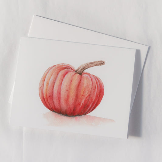 Fall Hand Painted Watercolor Greeting Card, Pumpkin Stationery